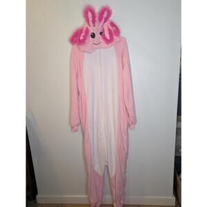 Pink Axolotl Plush Hooded One piece Pajamas Adult XL Costume Cosplay